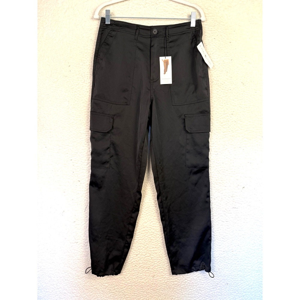 Utility Cargo Jogger Pants Womens 8R Black Whimsygoth Emo Gorpcore Satin